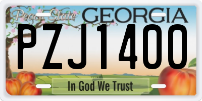 GA license plate PZJ1400
