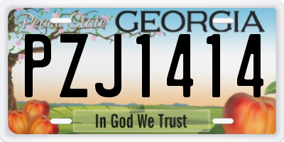 GA license plate PZJ1414
