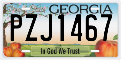 GA license plate PZJ1467