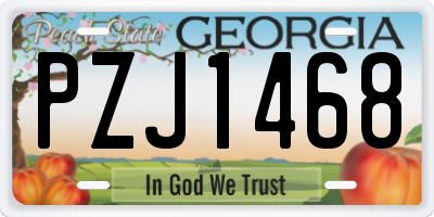 GA license plate PZJ1468