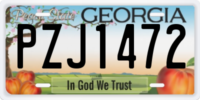 GA license plate PZJ1472