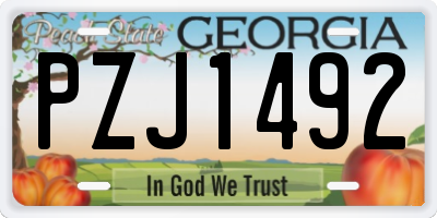 GA license plate PZJ1492