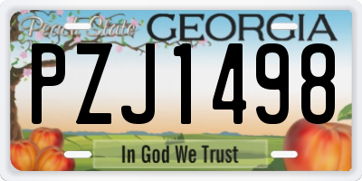 GA license plate PZJ1498