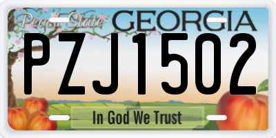 GA license plate PZJ1502