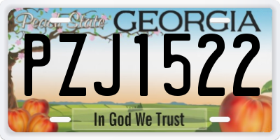 GA license plate PZJ1522