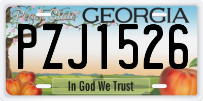 GA license plate PZJ1526