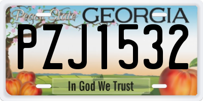GA license plate PZJ1532