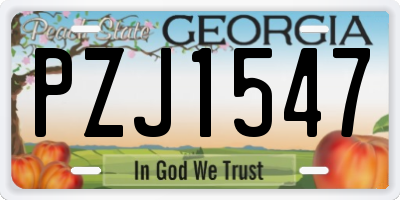 GA license plate PZJ1547