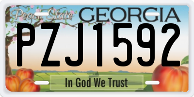 GA license plate PZJ1592