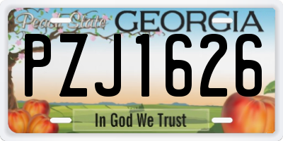 GA license plate PZJ1626