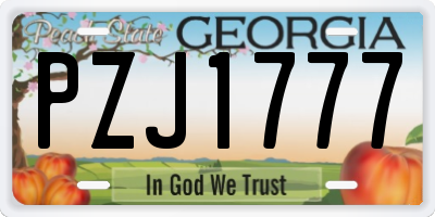 GA license plate PZJ1777