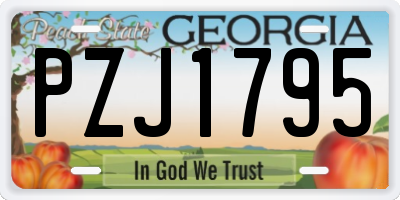 GA license plate PZJ1795