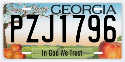 GA license plate PZJ1796