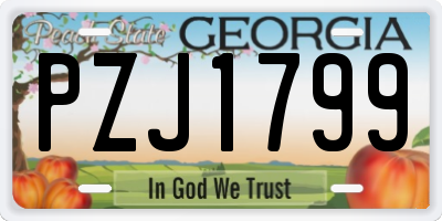 GA license plate PZJ1799
