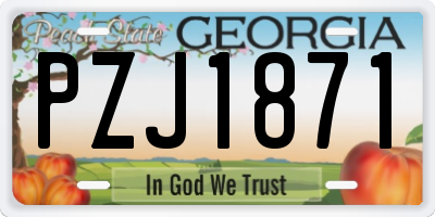 GA license plate PZJ1871