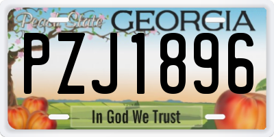 GA license plate PZJ1896