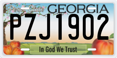 GA license plate PZJ1902