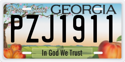 GA license plate PZJ1911