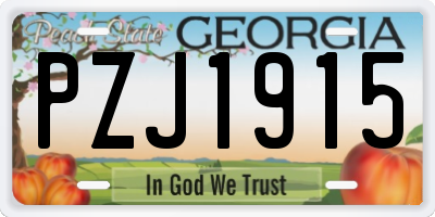 GA license plate PZJ1915