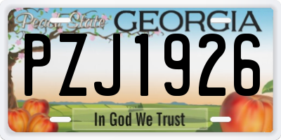 GA license plate PZJ1926