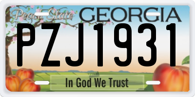 GA license plate PZJ1931