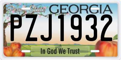 GA license plate PZJ1932