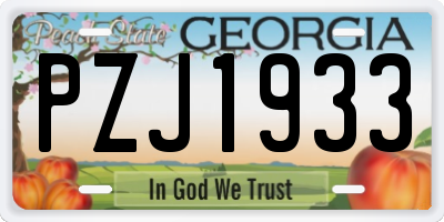 GA license plate PZJ1933