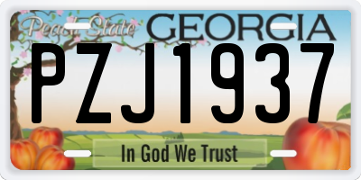 GA license plate PZJ1937