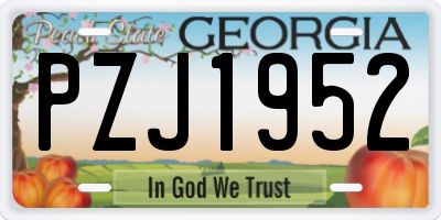 GA license plate PZJ1952