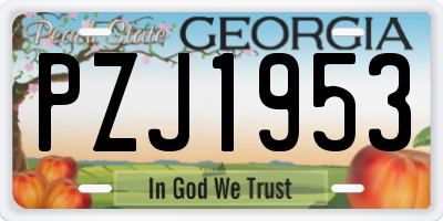 GA license plate PZJ1953