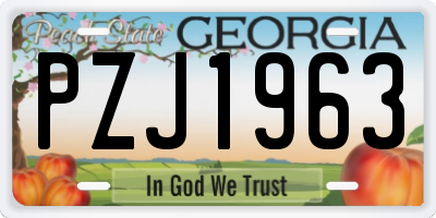 GA license plate PZJ1963