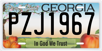 GA license plate PZJ1967