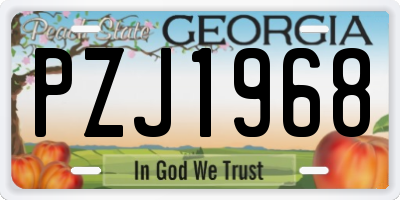 GA license plate PZJ1968