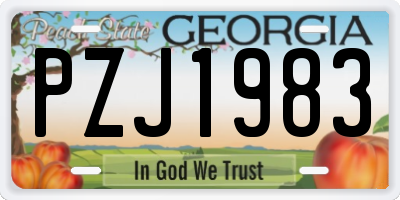 GA license plate PZJ1983