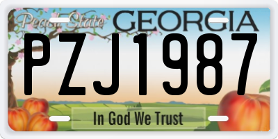GA license plate PZJ1987