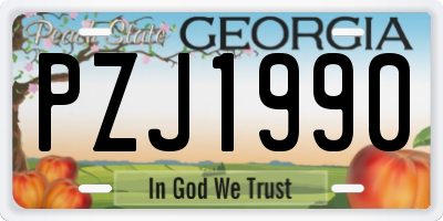 GA license plate PZJ1990