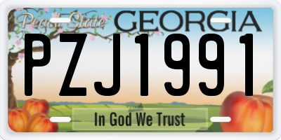 GA license plate PZJ1991
