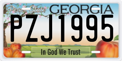 GA license plate PZJ1995