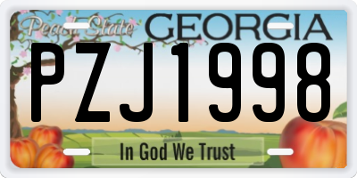 GA license plate PZJ1998