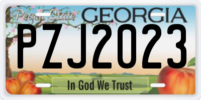 GA license plate PZJ2023