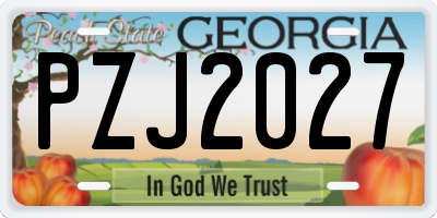 GA license plate PZJ2027