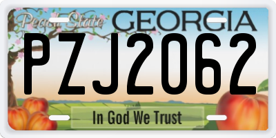 GA license plate PZJ2062