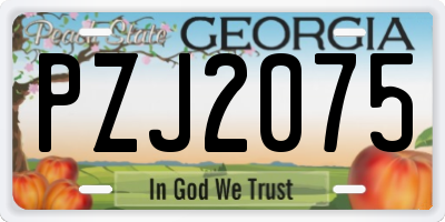 GA license plate PZJ2075