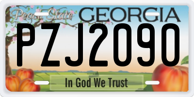 GA license plate PZJ2090