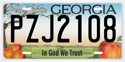 GA license plate PZJ2108