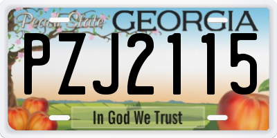 GA license plate PZJ2115