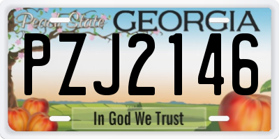 GA license plate PZJ2146