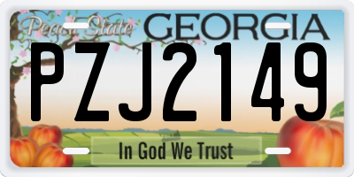 GA license plate PZJ2149