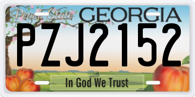 GA license plate PZJ2152