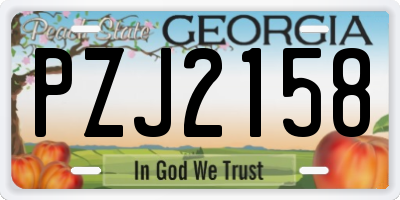 GA license plate PZJ2158